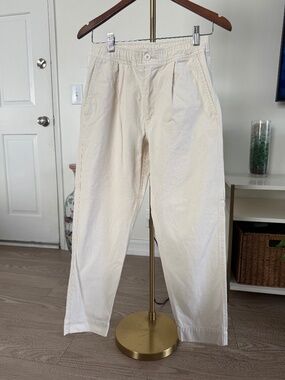Shades of Grey by Micah Cohen Pleated Chino Pants Cream XS